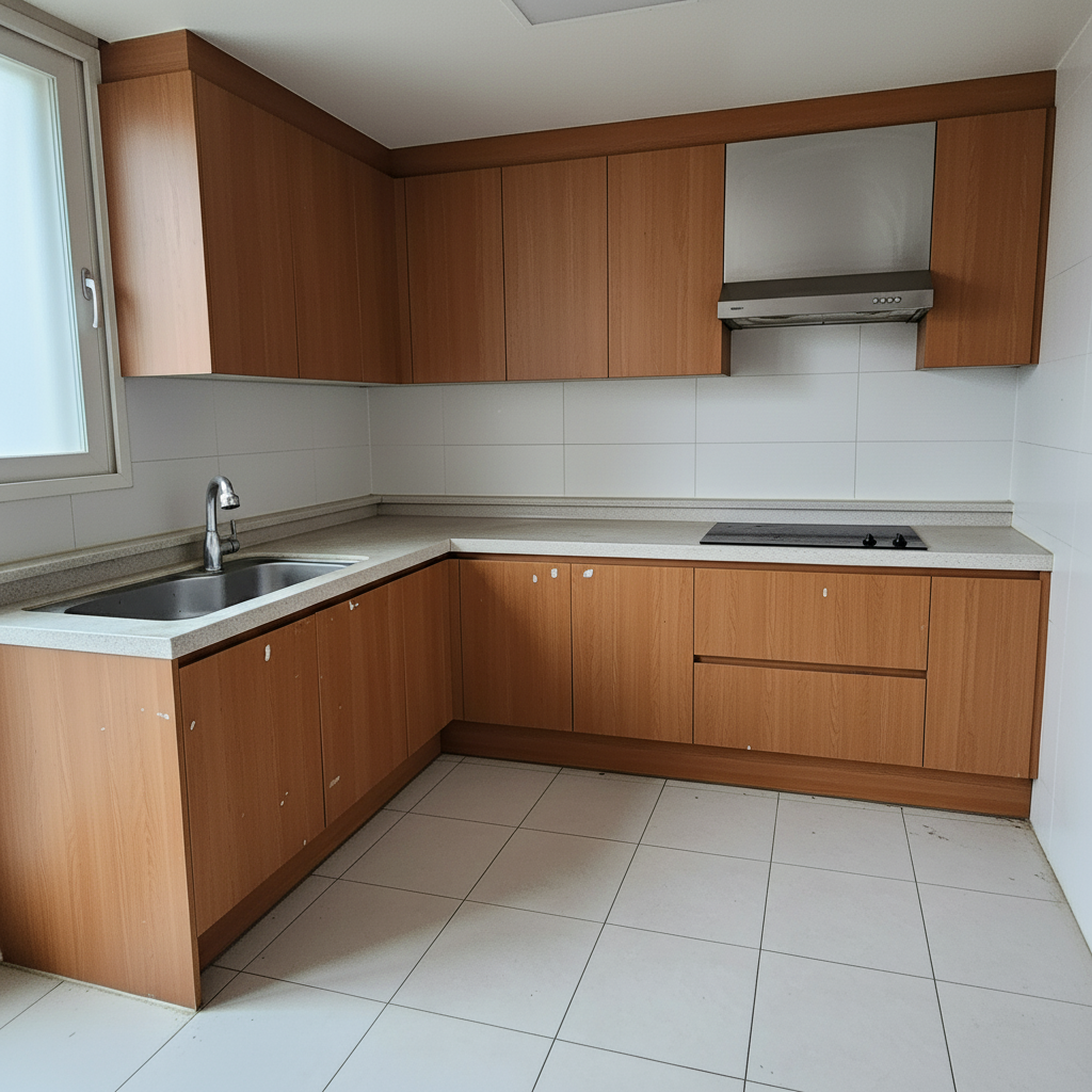 주방 청소 후, 찌든 기름때 하나 없이 깨끗해진 모습