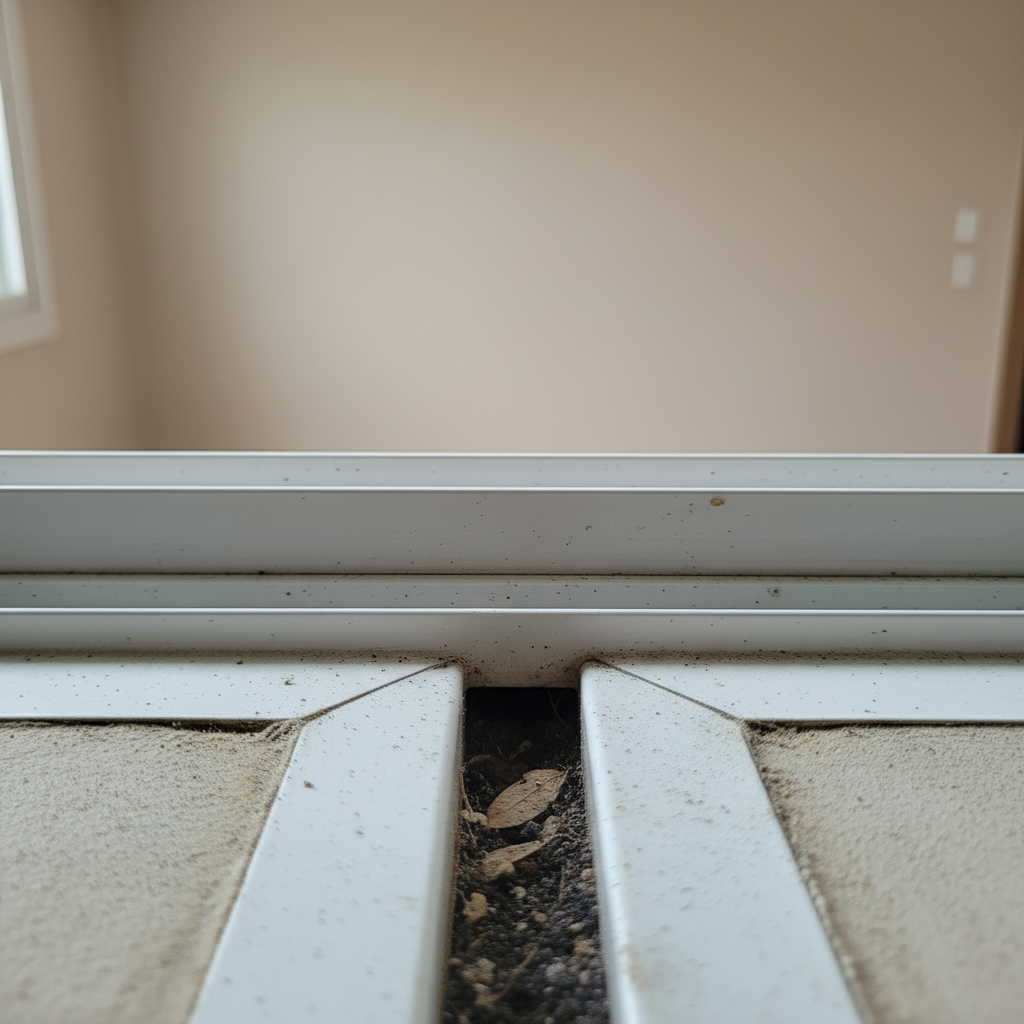 청소 후 깨끗해진 창틀 레일. 묵은 때와 곰팡이가 완벽하게 제거되었습니다.